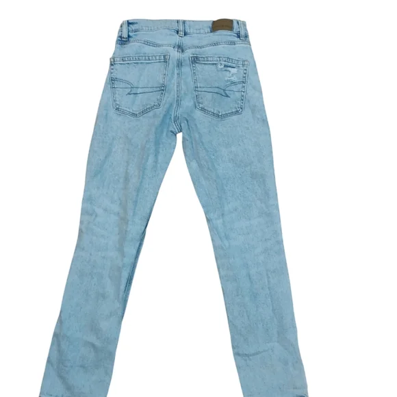 American Eagle Super High-rise Ankle StraightDistressed Denim Blue Jeans Size 00 - Picture 2 of 11